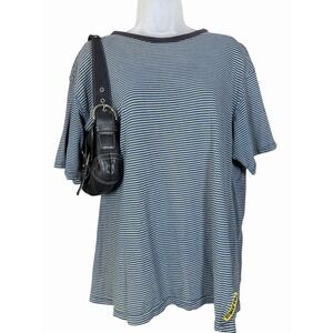 Vintage Polo Jeans Co. Ralph Lauren Oversized Striped‎ T-Shirt Blue Yellow USA